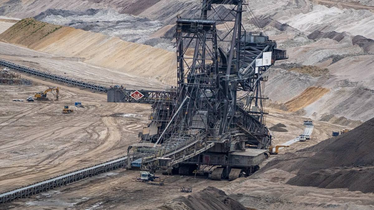 Bucket-wheel excavator operating in an open-cast mine