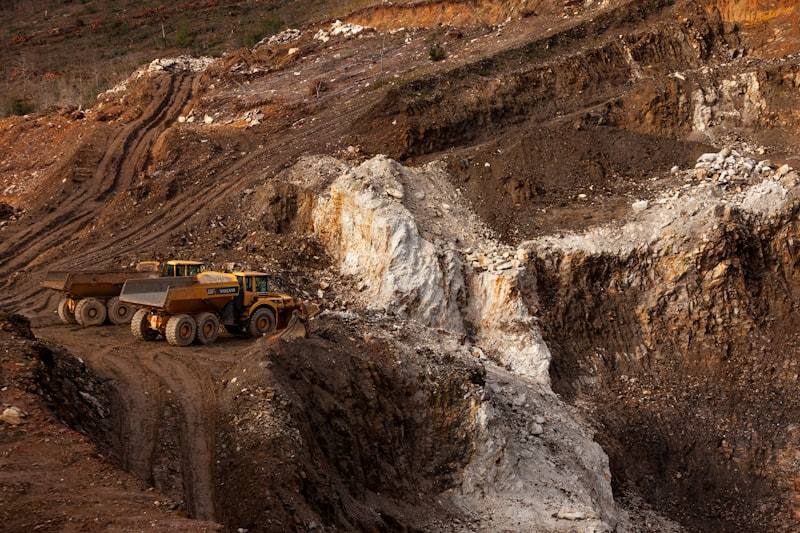 Haul trucks working inside an open-pit mine
